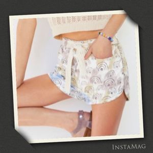 PILCRO Hannah Leathers Rainbow Ultra High-Rise
Denim Shorts